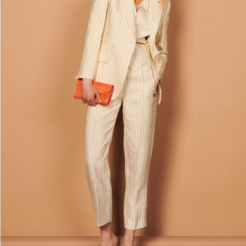 Sandro Bernardo Pinstriped Tapered Pants 34